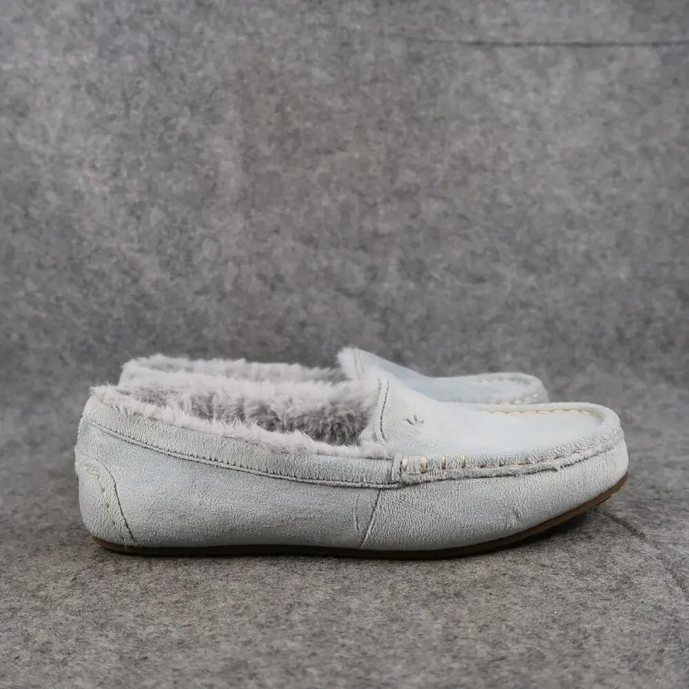 Ugg Shoes Kids 4 Slippers Koolaburra Riley Shimmer Moccasin Loafer Slip On Blue